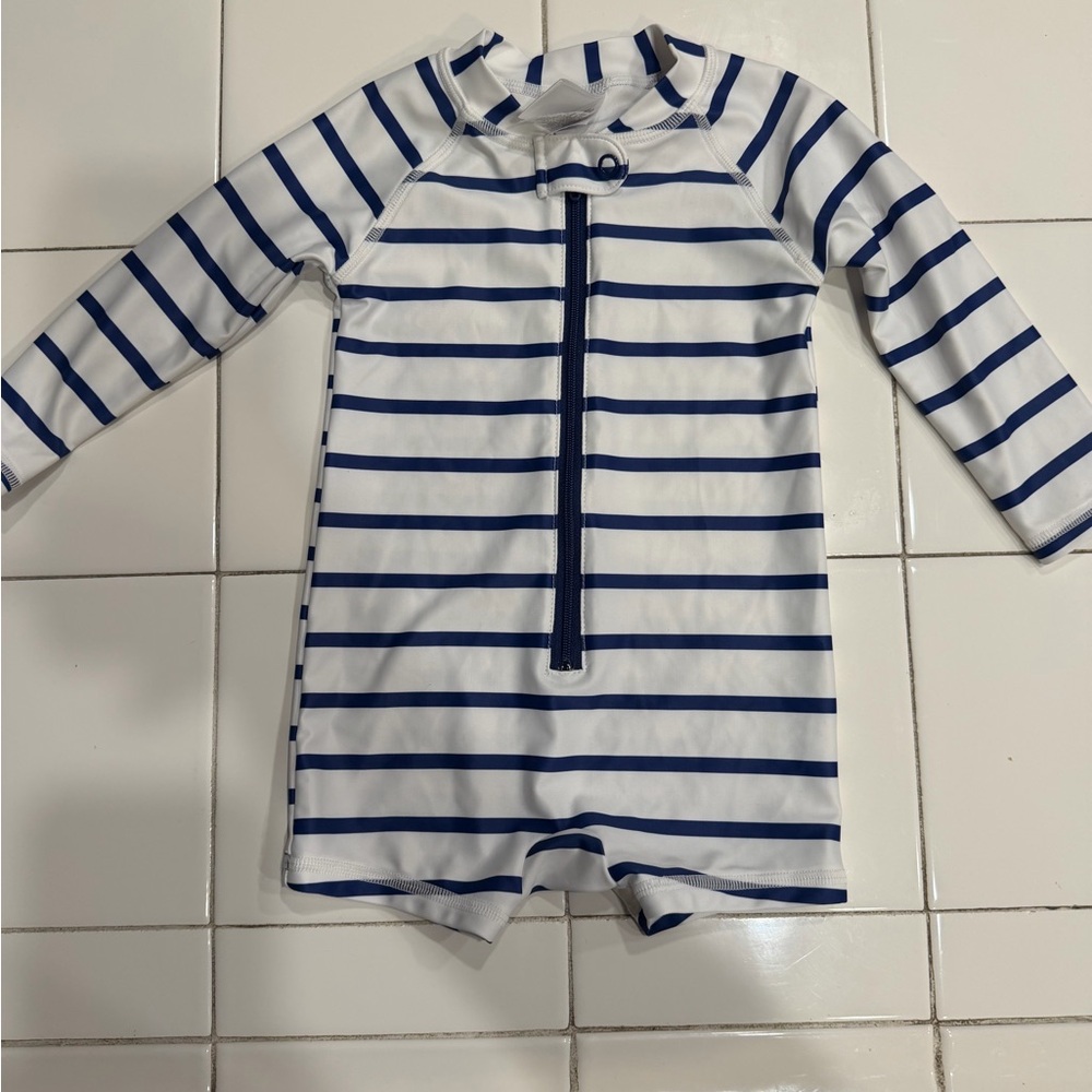 Tucker + Tate White and Navy Striped Long-Sleeve Rashguard